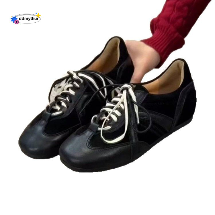 2025 Spring and Autumn Black German Training Lace-up Agan Women's Hidden Heel Casual Sneakers Sports Shoes Trendy ddmythur
