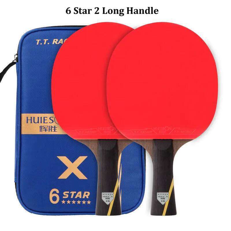 Huieson Wenge Carbon Fiber Blade 6 Star Table Tennis Sticky Pimples-in Rubber Super Powerful Ping Pong Racket Bat
