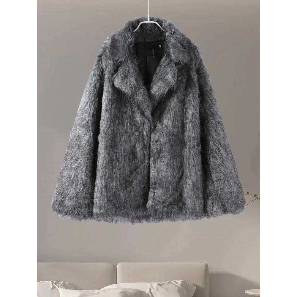 Women Plush Faux Fur Coat Female Casual Turn Down Collar Long Sleeve Warm Overcoat 2024 Winter New Fashion Cardigan Tops Lady