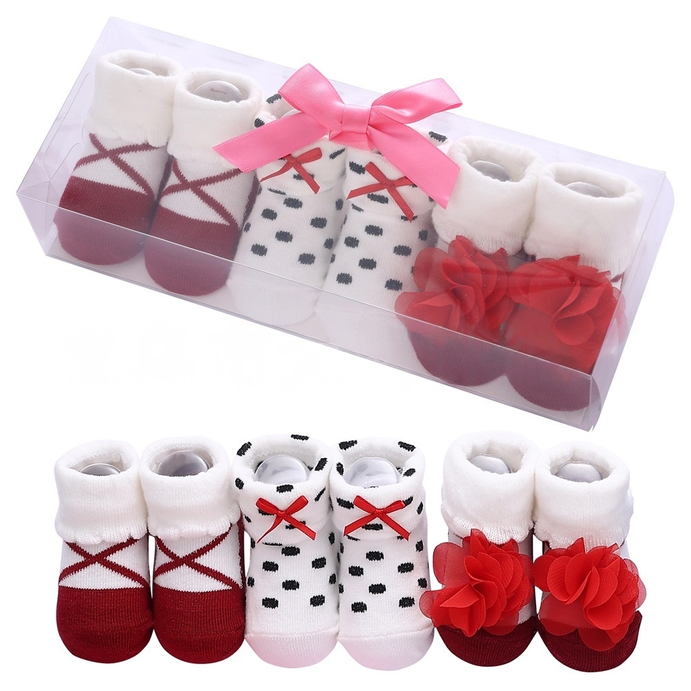 3 Pair Cotton Baby Socks Floor Kids Toddlers Autumn Spring Cute Infant Newborn Cute Gift Newborn Gift Baby Accessories Floor Antiskid Children Socks D