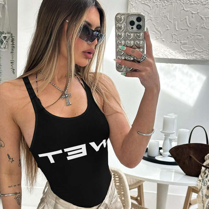 New Fashion Trendy Street Style Versatile Printed Sexy Tight Tank Women's Top B5