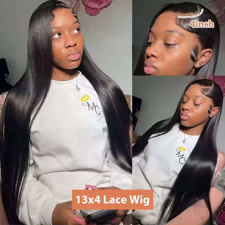 30 40 Inch Bone Straight 13x6 HD Transparent Frontal Human Hair 13x4 Lace Front Wig 5x5 Glueless Closure Wigs Ready To Go