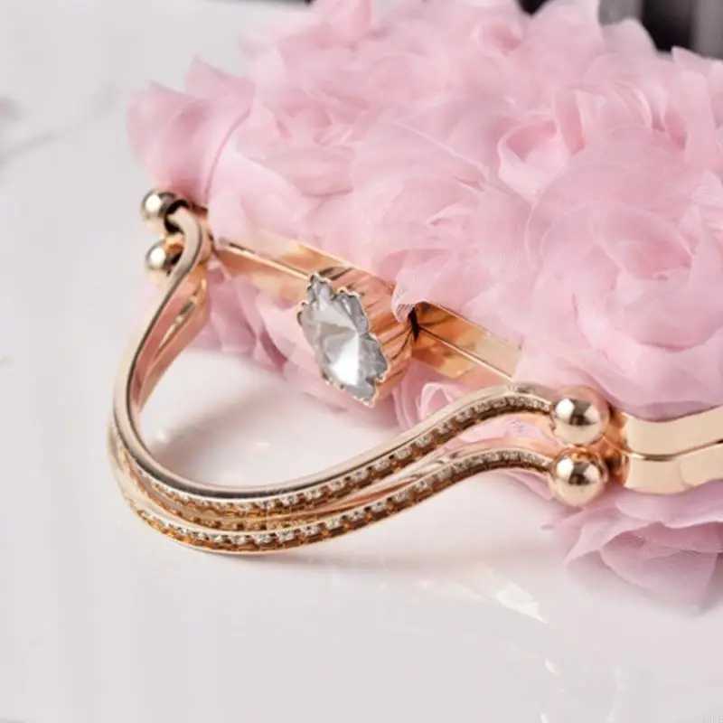 A3PE Ladies 3D Rose Flower Evening Bag with Chain for Bridal and Evening Gowns Rhinestones Top Handle Clutch Purse Handbag Z250618