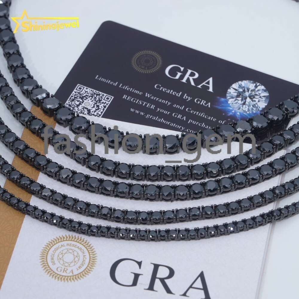Hip Hop Jewelry 925 Sterling Silver Fashion Necklaces 2mm 3mm 4mm 5mm 6.5mm Iced Out VVS Moissanite Tennis Chain Necklace