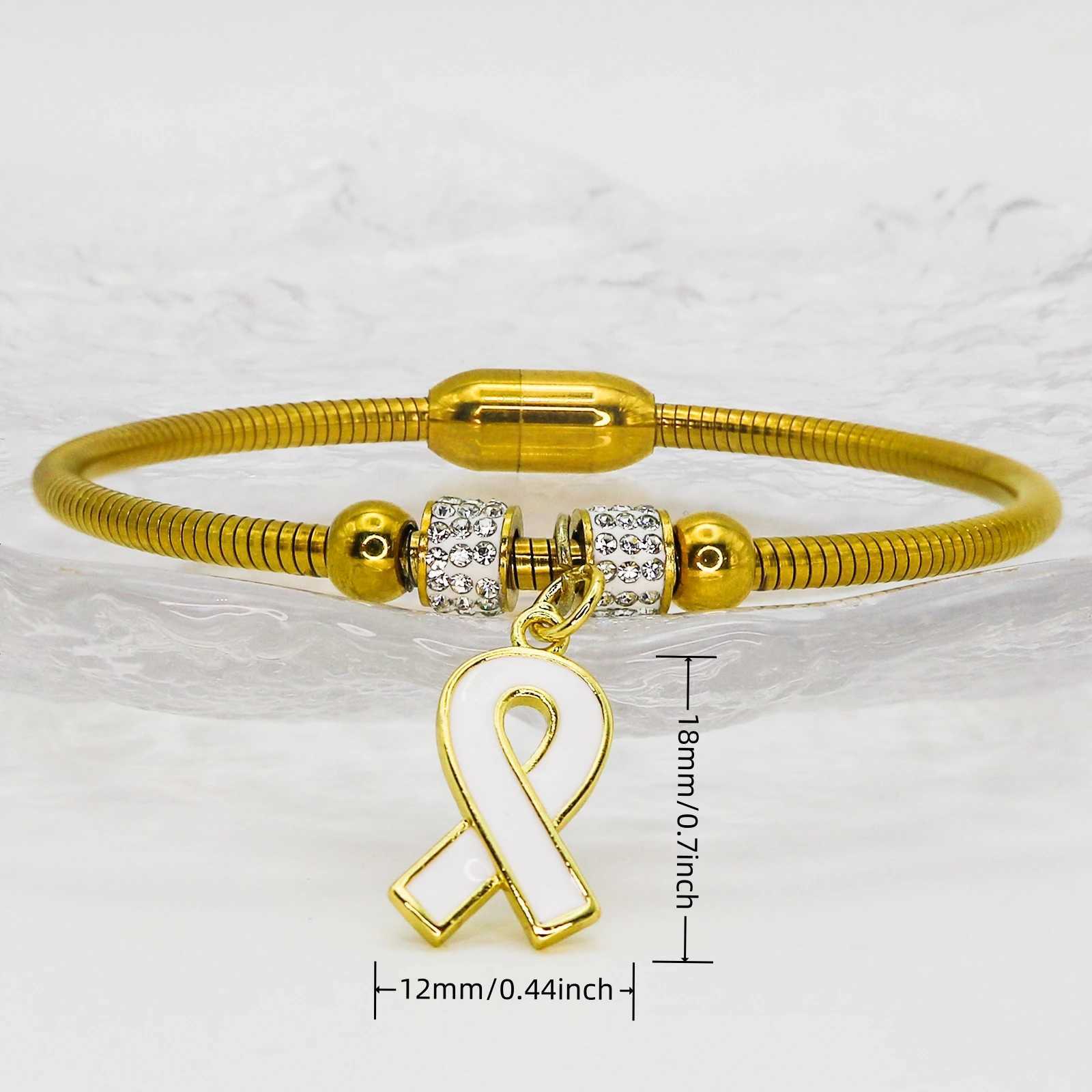 Gold Plated Breast Cancer Awareness Ribbon Charms Necklace for Women Men Soldier Safety Blessing Lucky Pendant DIY Jewelry Gifts W250618