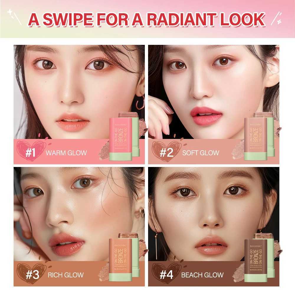 Peach Korean Makeup Contour Body Glitter Highlighter for Face Shading Stick Blush Bronzer Cosmetics Blusher Powder Red XJ250618