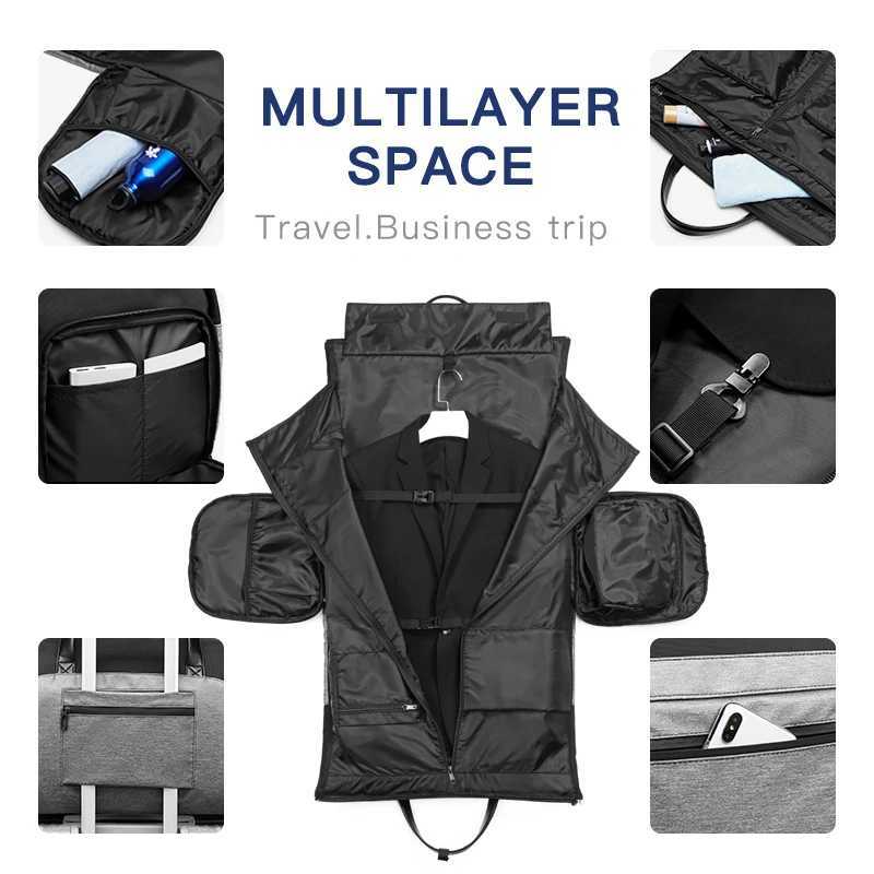 OZUKO Multifunction Men Suit Storage Travel Bag Large Capacity Luggage Handbag Male Waterproof Travel Duffel Bag Shoes Pocket W250618