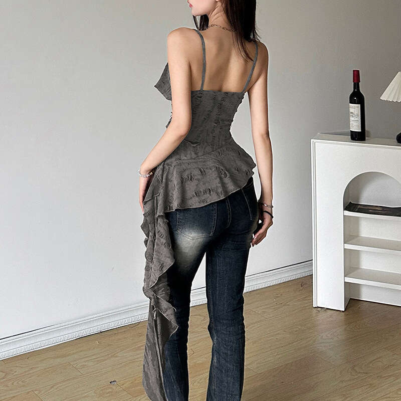 Spring New Women's Solid Color Slim Street Fashion Sexy Backless Tank Top B5