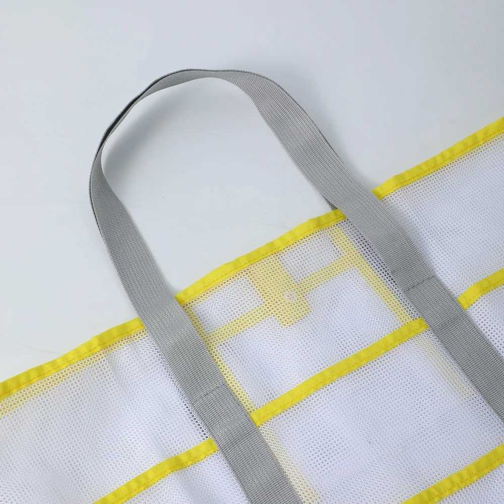 Breathable White Mesh Beach Bag Summer Large Capacity Lightweight Tote Wide Opening Padded Shoulder Strap Durable Sand-Resistant B250618