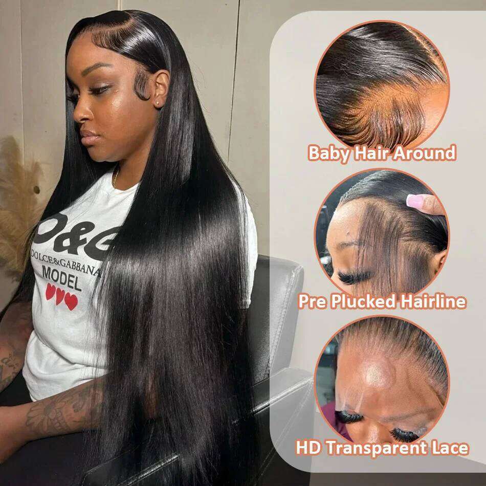 13x4 13x6 Frontal Glueless Wear Go 200% Straight Human Hair Wigs 5x5 6x4 Pre Cut Lace Wig