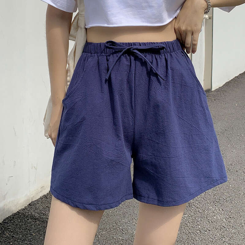 Cotton Linen Shorts For Women Plus Size Wide Leg Home Beach Hot Summer Loose Casual Sports Five-Point Pants B5