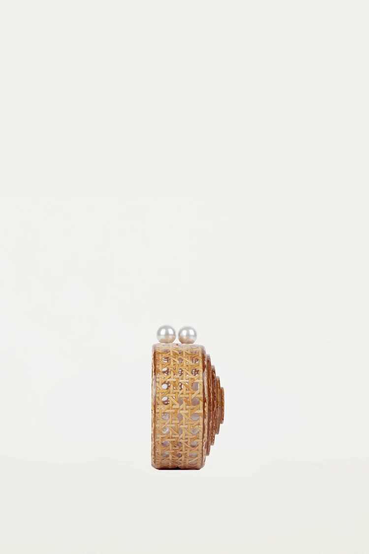 Women Rattan Clutch Acrylic Egg Cane Bag Evening Bag For Wedding Party Purse Summer Wicker Handbag Designer 2024 New Z250618