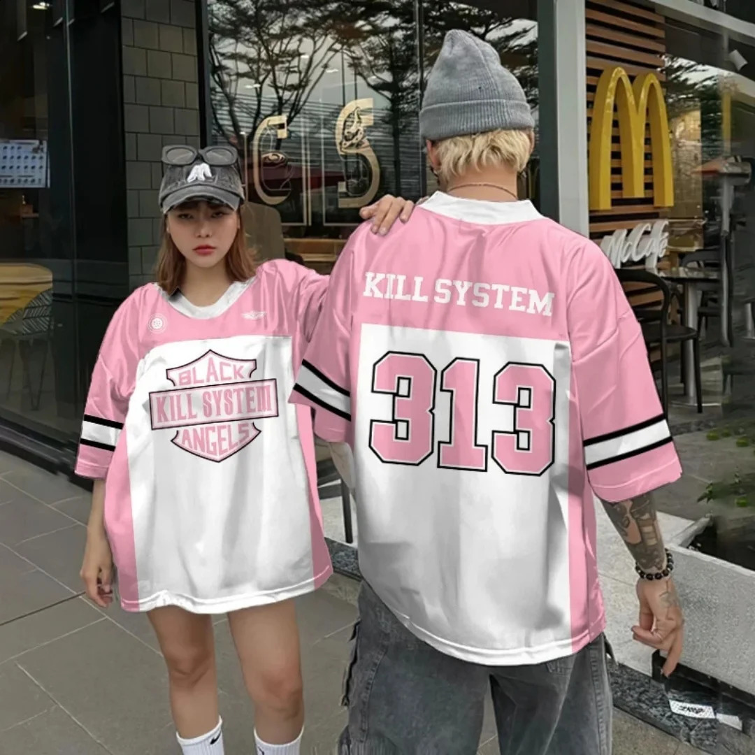 American High Street Hiphop Jersey Round Neck Loose Casual Versatile ShortSleeved Printed TShirt For Men And Women Summer Tee 250616