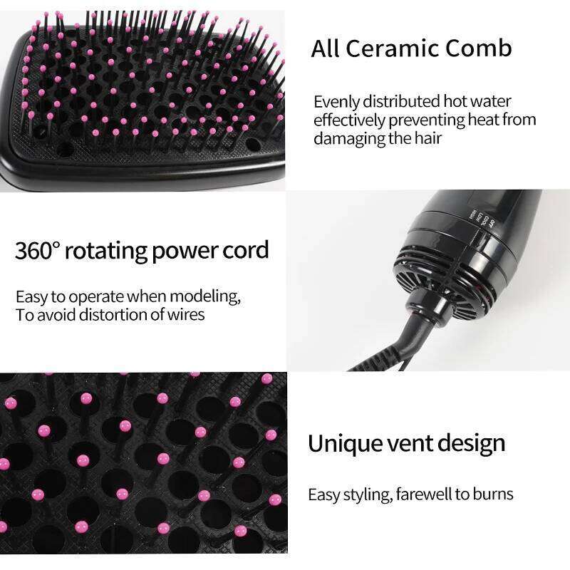Portable Hot Air Blow with One Step Dryer Comb Blower Brush Hair Straightener