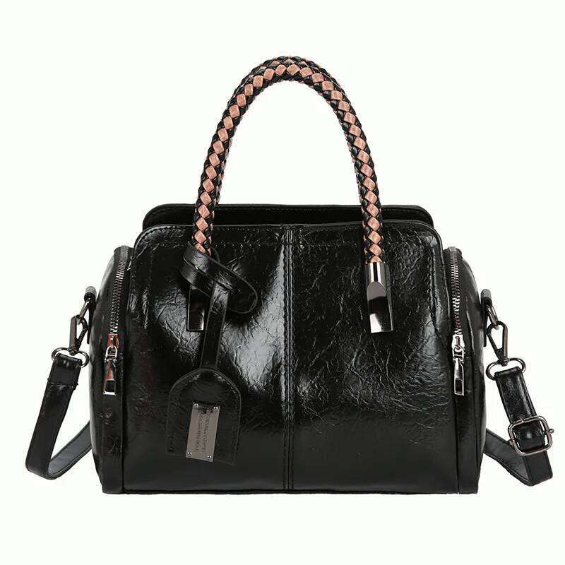 2025 Autumnwinter Vintage European And American Style Contrasting Women Handbag Crossbody Multi Compartment Boston Women's Bags
