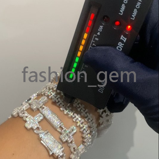 Cross Moissanite Cuban Bracelet Ready Stock Hip Hop Rock Moissanite 925 Silver Religious Jewelry Diamond Cuban Link Chain