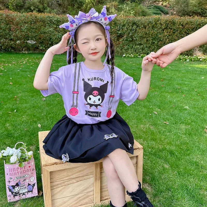 Sanrio Sanriou Kuromi My Melody Cinnamoroll Sling Skirt Kawaii Small and Medium-Sized Children Cotton Child Dress Girls Clothes GiftXJ250618