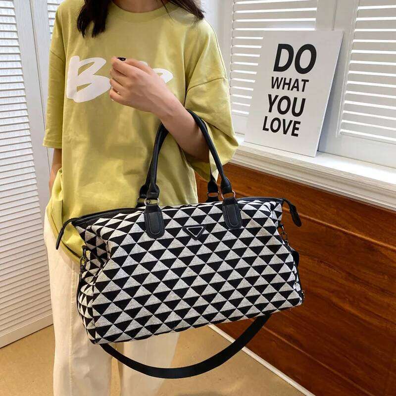Large Size Geometric Pattern Travelling High Quality Travel Man Brand Big Square Casual Hand Lage Travel Bag