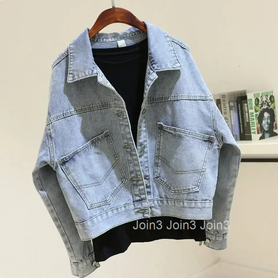 Long Sleeve Cowboy Coat Woman Plain Korean Popular Clothes Deals Y2k Fashion Denim Jacket for Women Korea on Sale Reviews Many