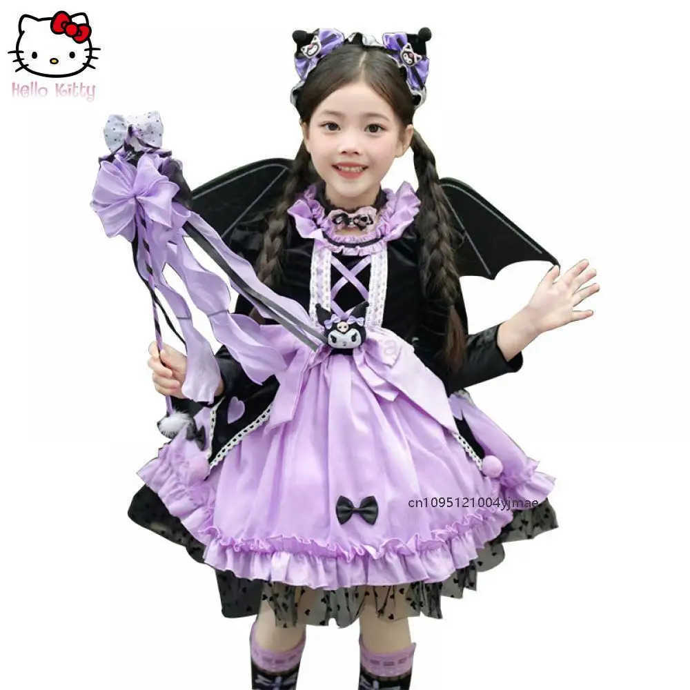 Sanrio Kawaii Kuromi Kids Lolita Dress Cosplay Princess Anime Sanrios Girl High-Quality Dresses Puffy Skirt Cute Girls Tutu Party Dress XJ250618