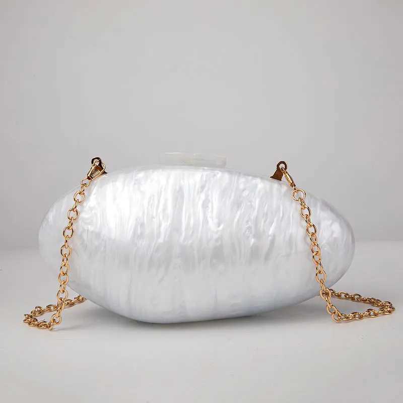 Pearl Acrylic Evening Bags Designer Clutch Purse Mini Womens Wallet Shell Chain Shoulder Crossbody Wedding Party Handbag Z250618
