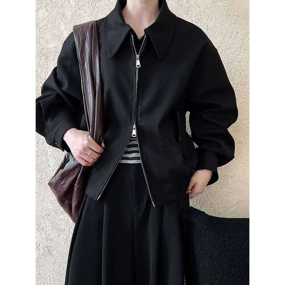 2024 High Quality 2025 Spring Women Fashion Vintage Turn Down Collar Bomber Jacket Coat Female Casual Solid Zip Outerwear Coats