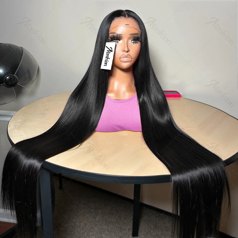30 40 Inch 13x4 13x6 HD Transparent Bone Straight Lace Front Wigs 250 Density 360 Full Lace Brazilian Human Hair Wigs For Women Synthetic