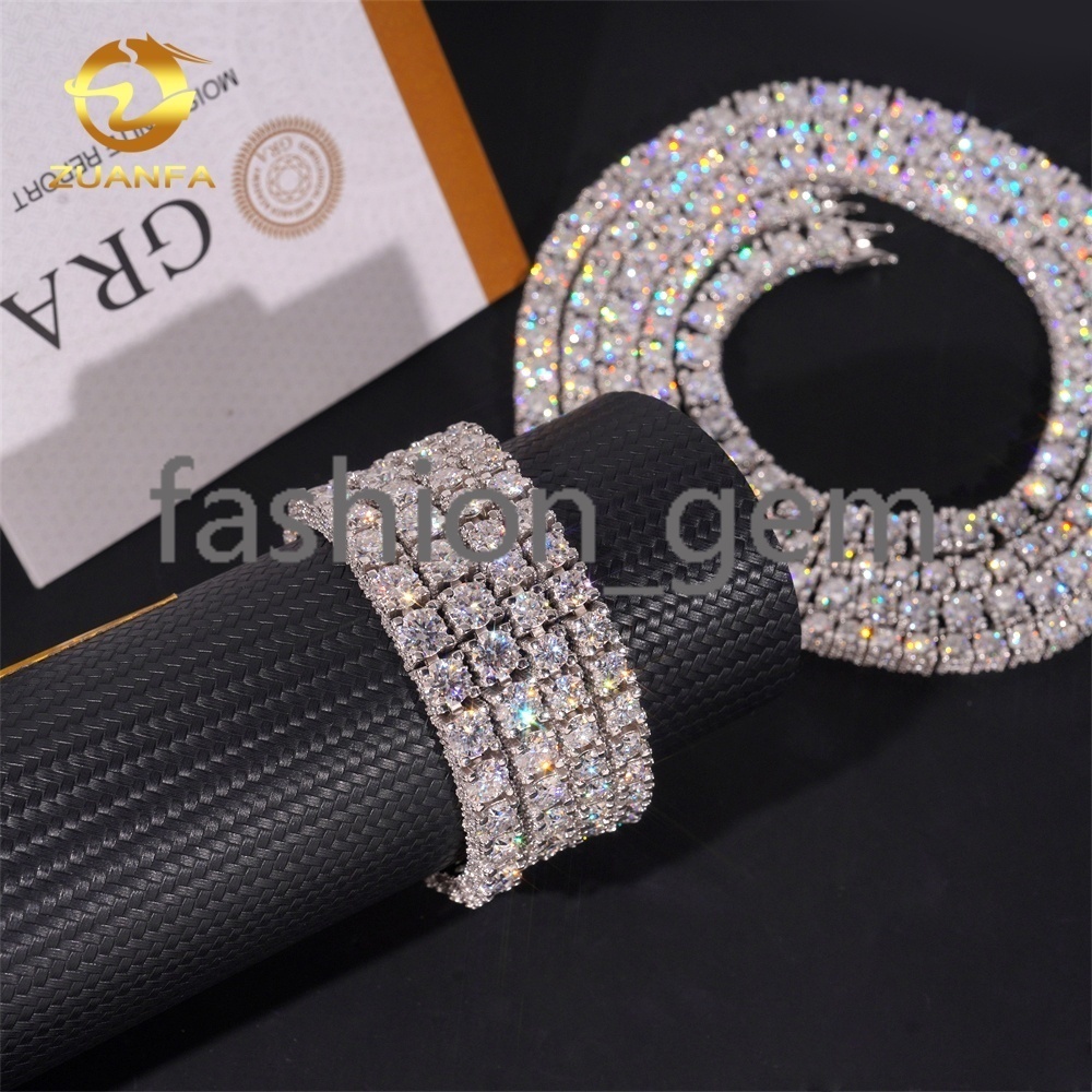 5mm 6.5mm Custom GRA Certificate VVS Moissanite Diamond-Studded Side Iced Out Tennis Chain 925 Silver Hip Hop Jewelry Link Chain