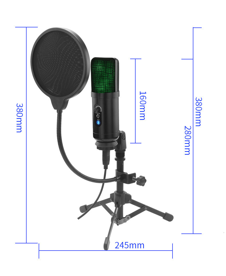 RGB Colorful Light USB Microphone Computer Live Streaming Recording Microphone 241009