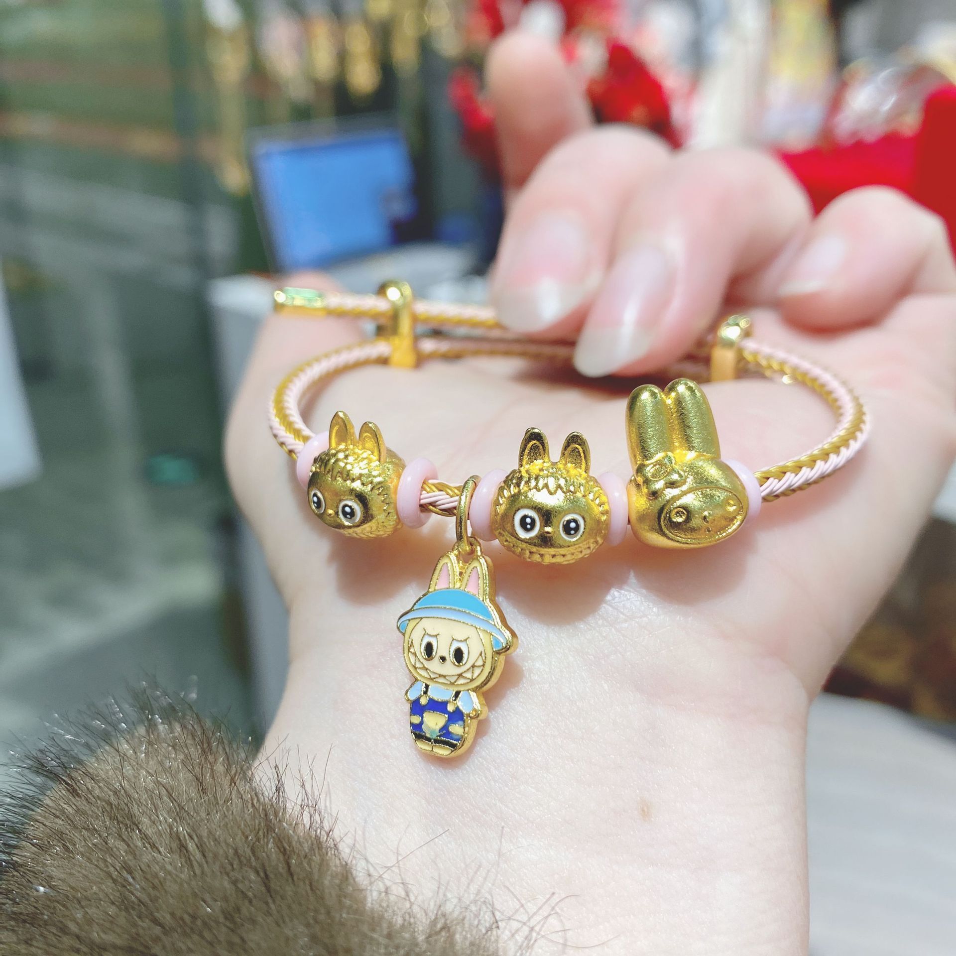Bracelets for women Gold-Plated Cartoon Bracelet Trendy Cute Combination Adjustable Oil Drip Craft 2025 Fashion Style Hand rope