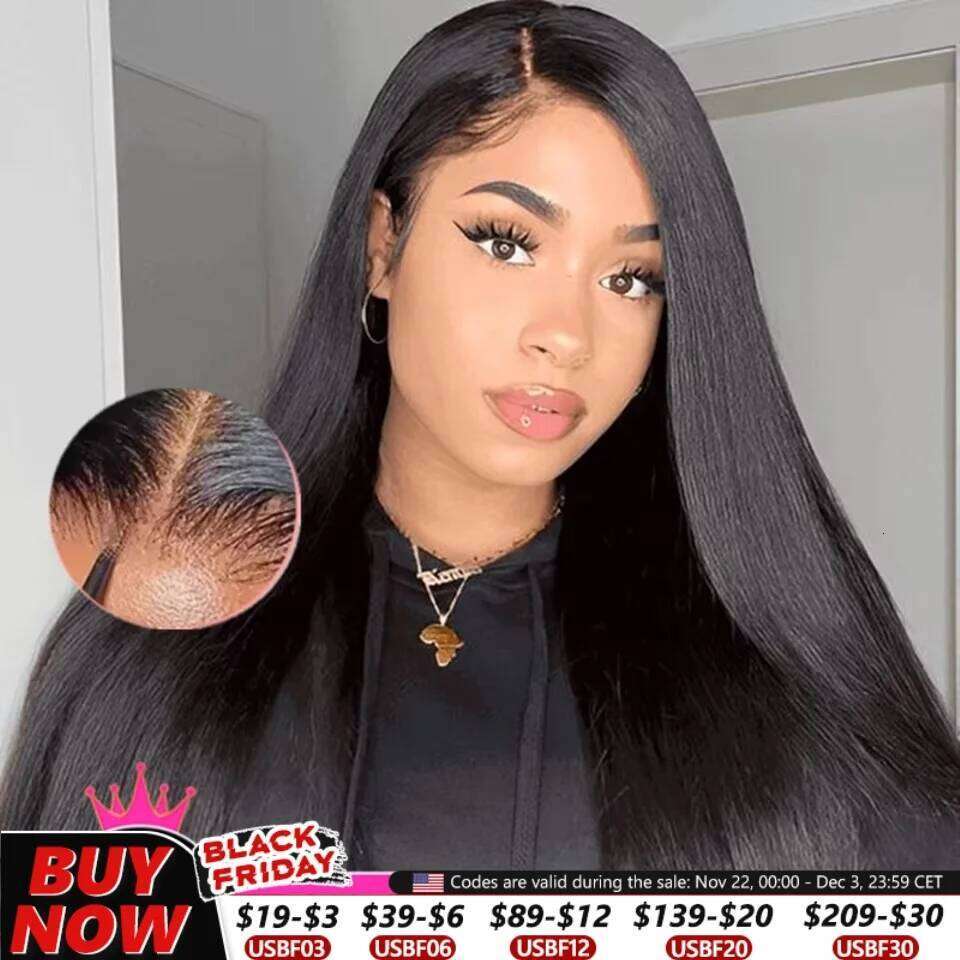 Straight Glueless Human Hair Ready To Wear Bleached Knots 6x4 Pre Cut 5x5 Lace Closure Wig For Women Preplucked Hairline