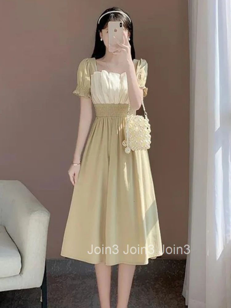 Female Dresses Yellow Loose Womens Dress Prom Graduation Evening Birthday Party Retro Elegant Luxury New in Chic Vintage Xxl G