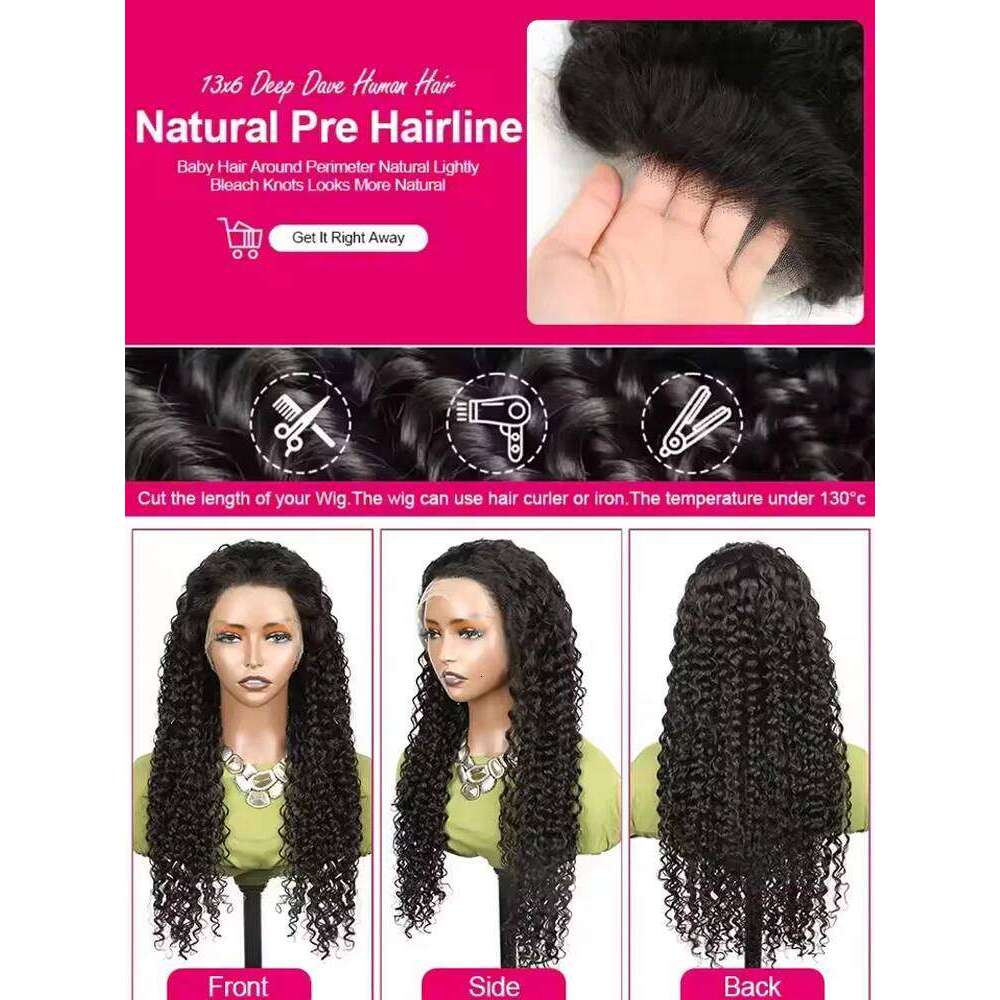 Sophianna Water Culry 13x6 HD Frontal Human Hair 30 40 Inch Black Deep Wave 13x4 Transparent Lace Front Wig For Women