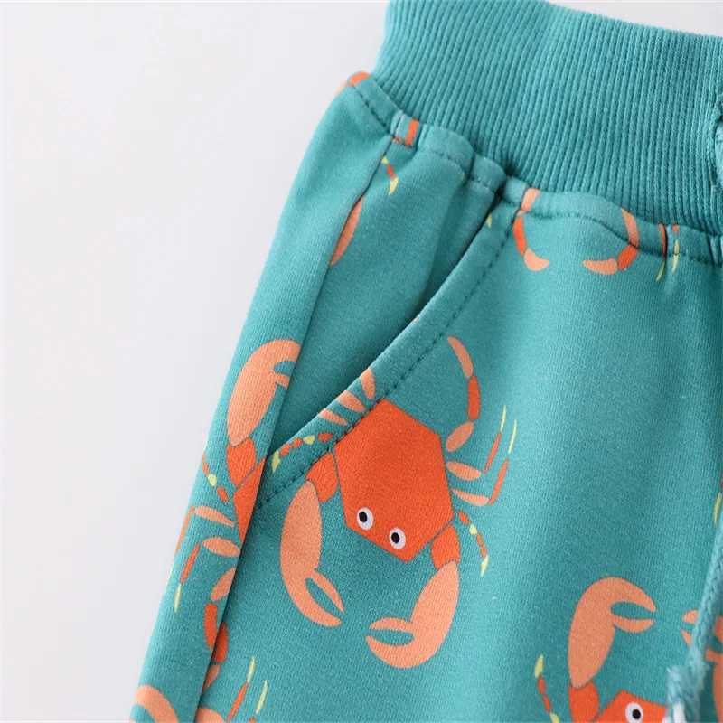 Jumping Meters 2-7T Summer Crab Boys Shorts Animals Print Drstring Baby Girls Short Pants Animals Childrens Kids TrousersC250617