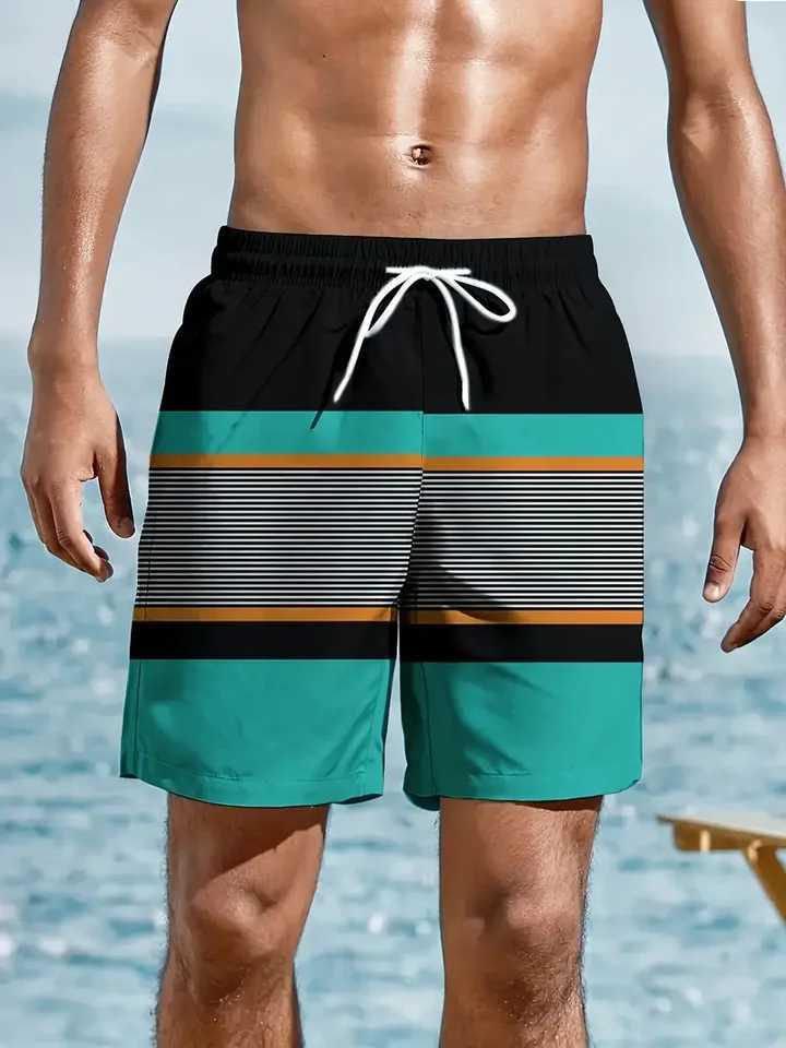 Mens Stripe Print Beach Shorts Casual Unisex Gym Fitness Mens Trousers Summer Women Shorts Sport Beach Shorts XJ250618