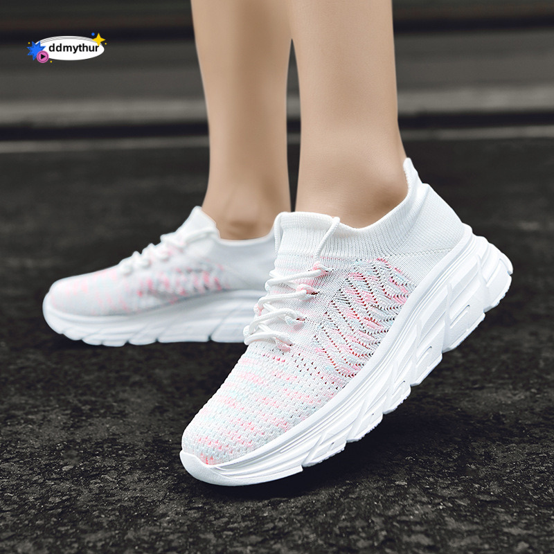 Summer Autumn Women's Flyknit Mesh Breathable Ladies Casual White Soft Sole Lightweight Sports Jinjiang Shoes Plus Size ddmythur