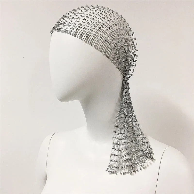 Women Bandana Hair Band Crystal Rhinestone Handkerchiefs For Headwear Fishnet Headscarf Hip Hop Turban Hat Streetwear Headwraps 250617