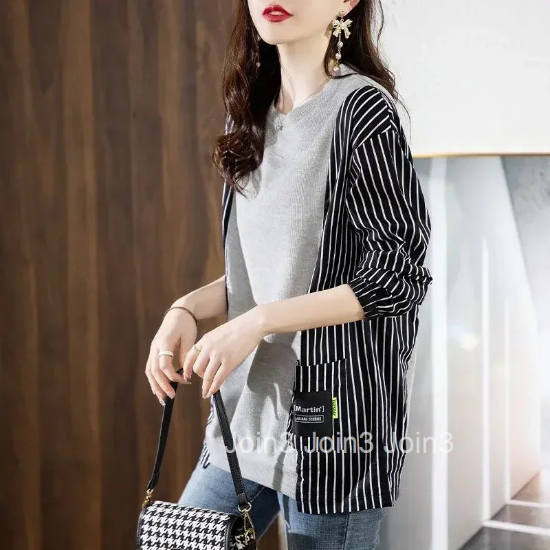 Thick Pullovers Cold Womens Sweatshirts Autumn and Winter Warm Striped Y 2k Vintage Female Top Korean Streetwear Y2k Basic Coat