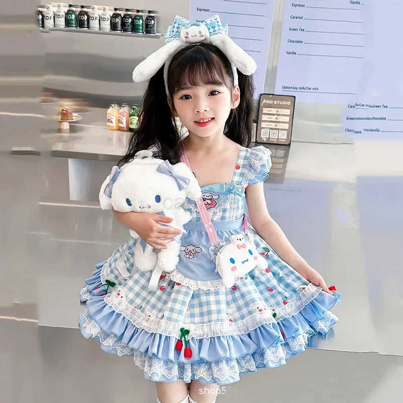 Sanrio Sanriou Cinnamoroll Childrens Dress Anime Girls Clothes Lolita Kawaii Performance Costume Puffy Skirt Princess Birthday GiftXJ250618
