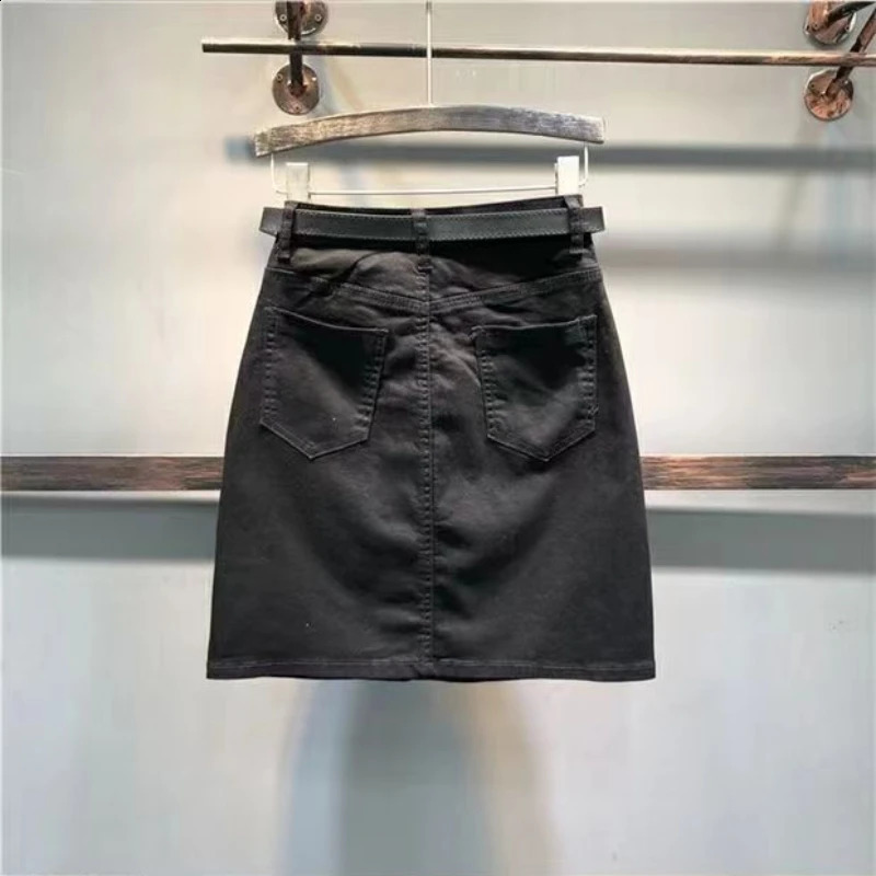 Jeans Skirts for Women White Woman Denim Skirt Patchwork Short Mini A Line Elegant Clothing Trend 2024 Premium Vintage V 250610A