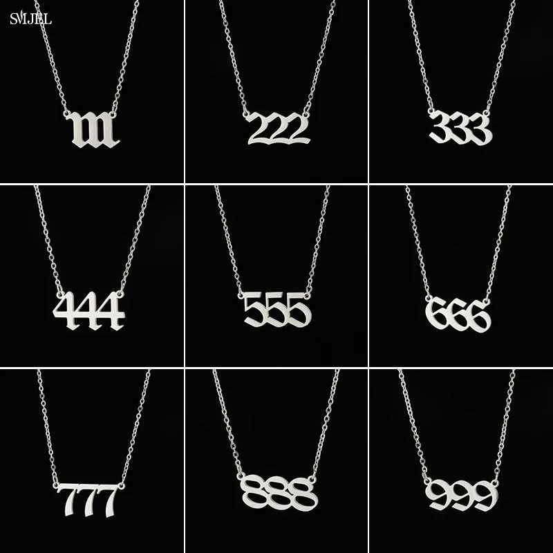 Lucky 777 Angel Number Necklace 111 222 333 444 555 666 888 999 Stainless Steel Number Pendant Necklaces Best Gift for Women Men W250618