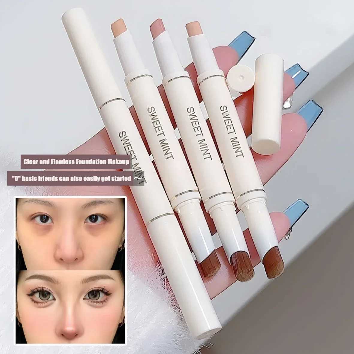 Silk Soft Concealer Pen with Brush Moisturizing Full Coverage Acne Dark Circles Contour Cream Lip Concealer Cover Stick Makeup XJ250618