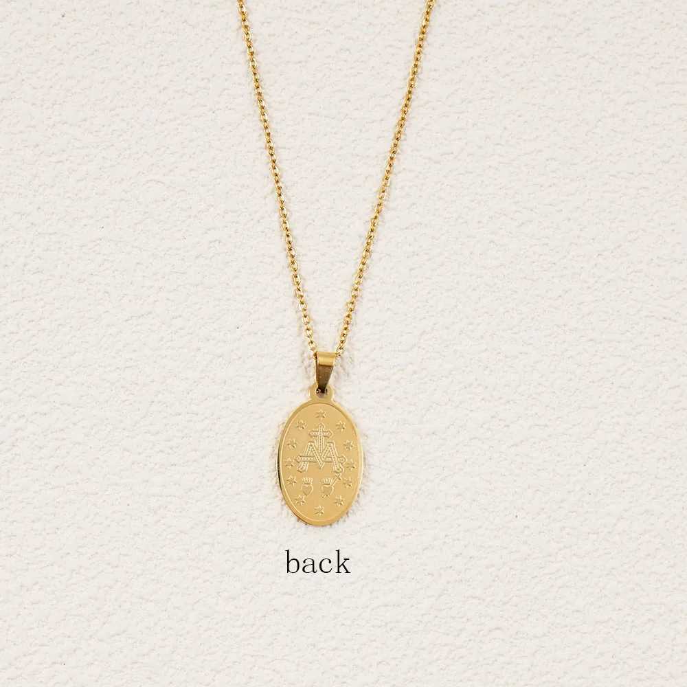 Virgin Necklace Stainless Steel Virgin Mary Choker For Women Men Gold Color Metal Virgin Medals Guadalupe Collier Femme W250618