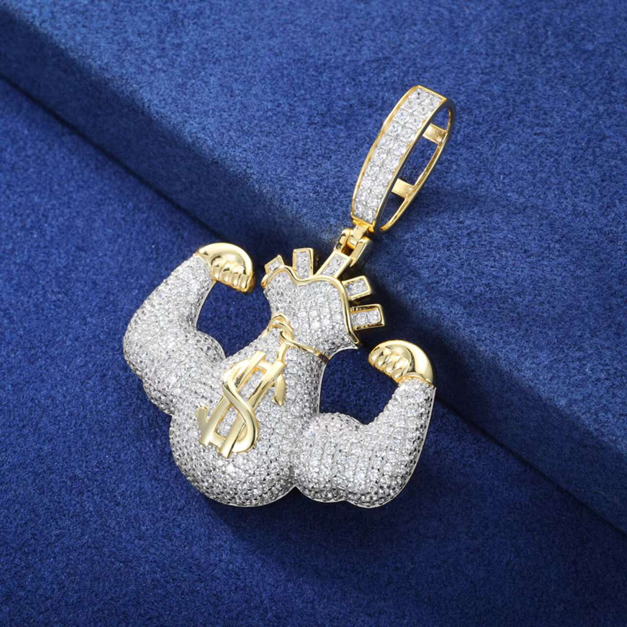 New Arrival 925 Silver Iced out Dollar Sign Money Bag Pendant Hip Hop Style Moissanite Jewelry Necklace for Men and Women