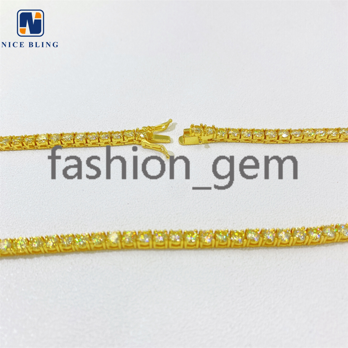 Bling HipHop Jewelry Yellow Tennis Chain Iced Out VVS Moissanite Diamond 4mm Colorful Tennis Fashion Jewelry Necklaces