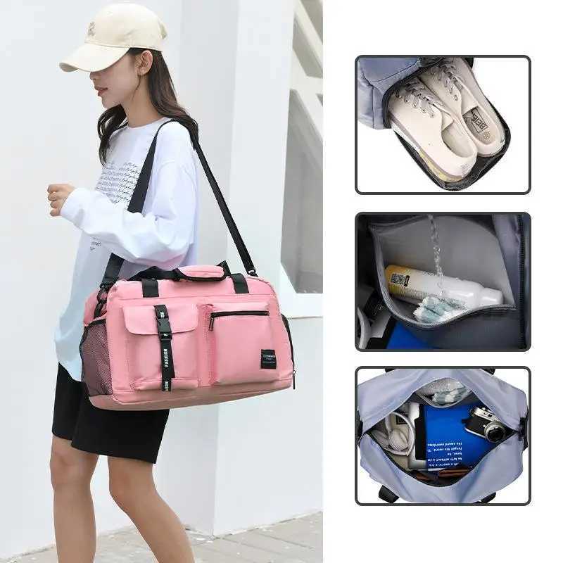 Large Size Womens Travel Handbag MultiFunction Travel Bag Casual Sport Waterproof Female Shoulder Crossbody Weekend Luggage Bag W250618