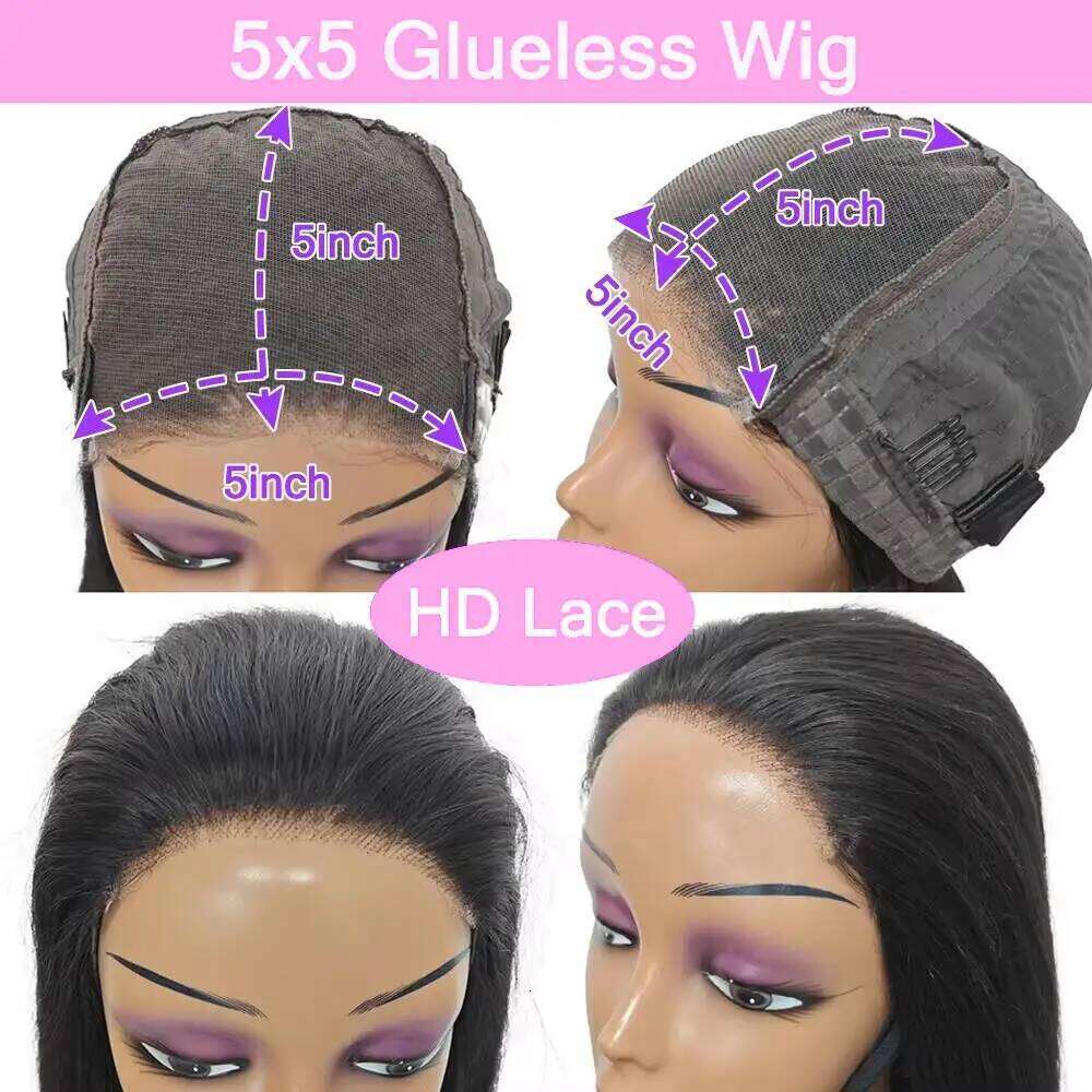 Body Wave 5x5 Glueless Wigs Human Hair Transparent Lace Closure For Black Women Brazilian Remy Front Wig Easy To Go 250%