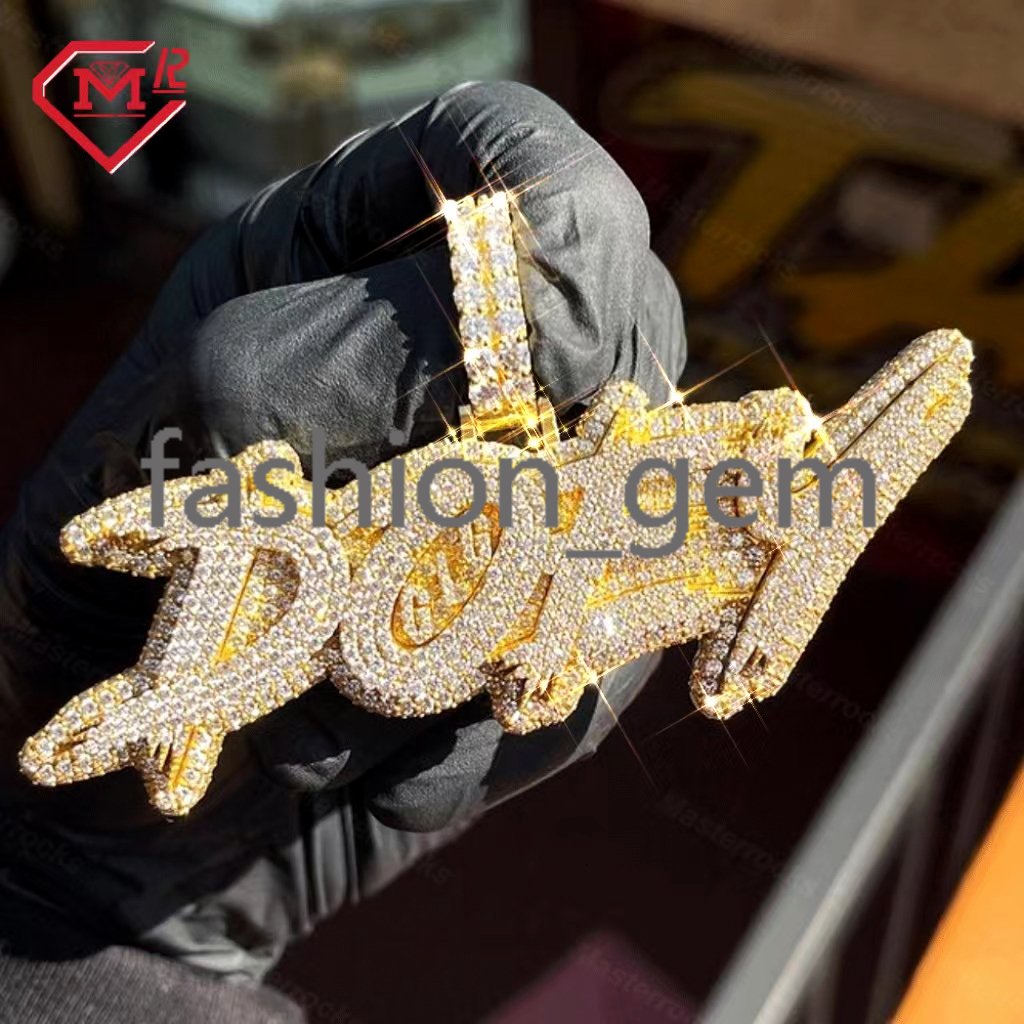 Fully Iced Out Moissanite Letter Pendant Custom Hiphop 925 Silver Pass Diamond Test Moissanite Pendant