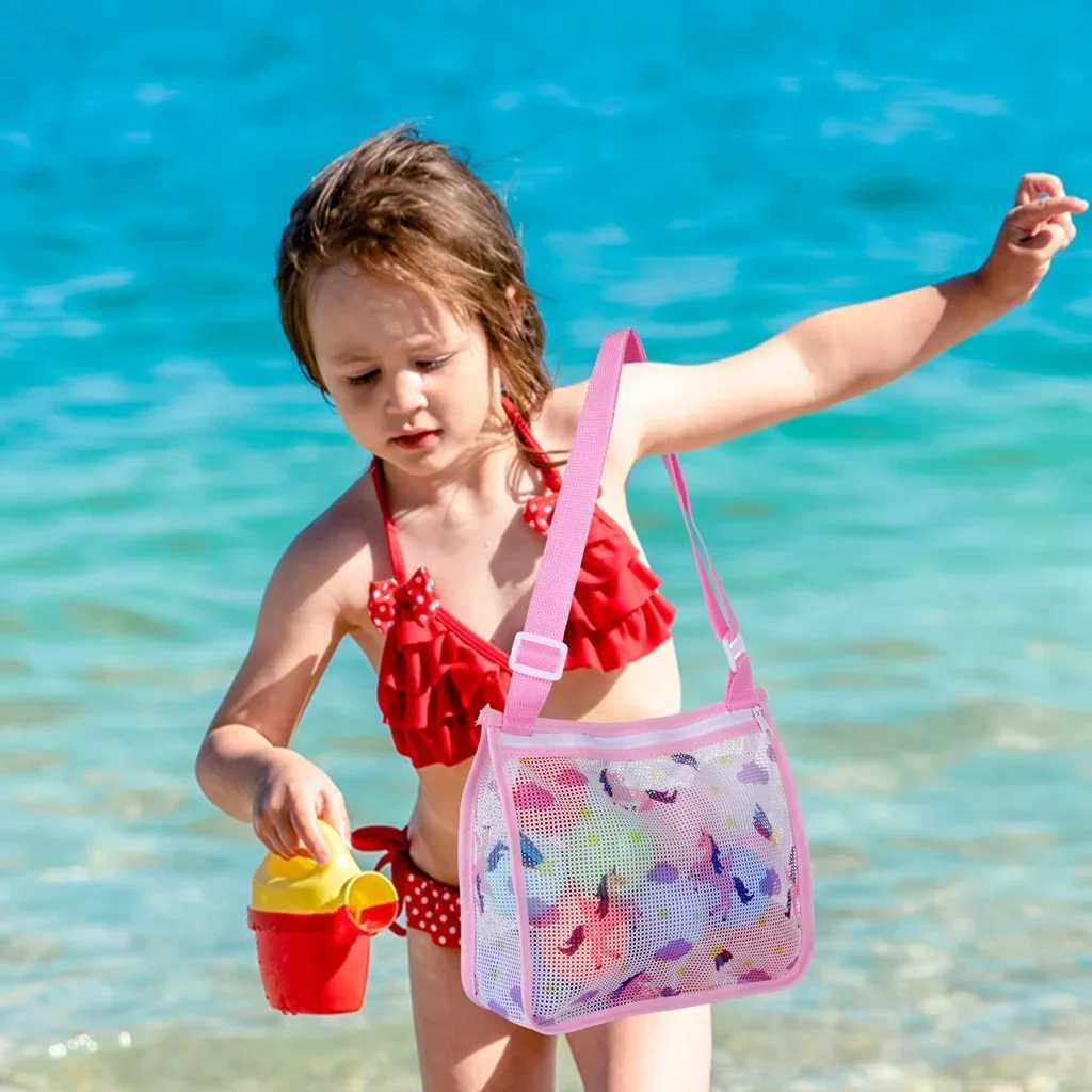 Foldable Beach Mesh Bag Children Sand ay Protable Kids Beach Toys Clothes Bags Storage Organizers Wen Cosmetic Makeup Bag B250618