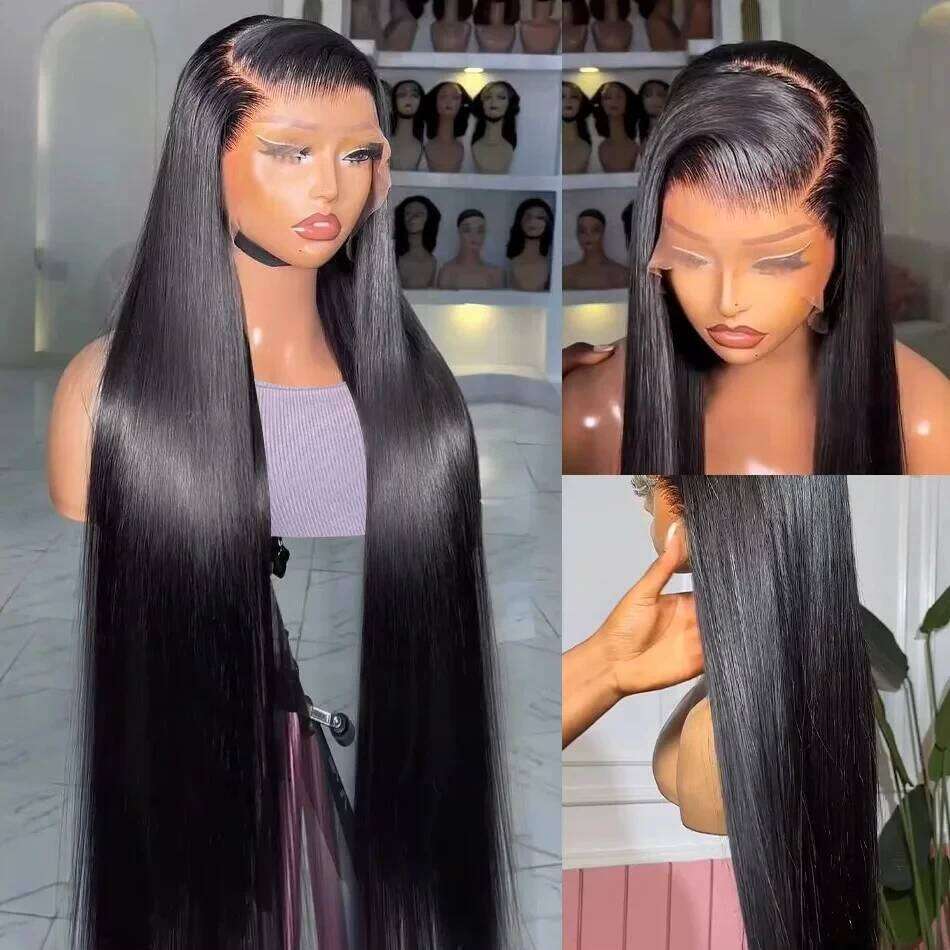 Ossilee 220 Density Pull Go Glueless with Elastic Drawstring Straight 13x6 HD Front Human Hair Wigs Pre Cut Lace Wig
